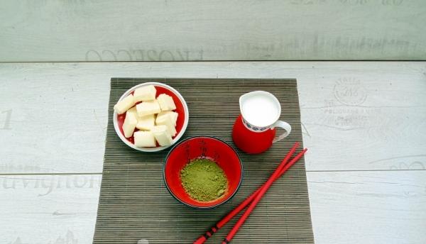 Latte with matte tea and white chocolate, recipe with photo