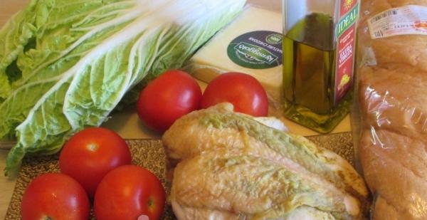 Caesar salad with Peking cabbage and chicken - step by step recipe with photos