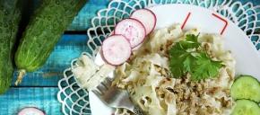 Flotsky noodles, recipe with photo. How to cook noodles with stuffing?